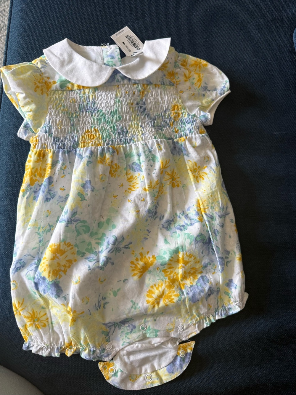 Janie and Jack NEW with TAGS Baby Girl Yellow Floral Smocked Romper
